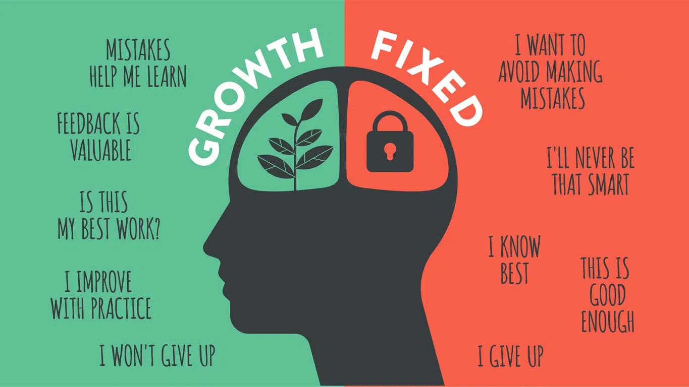 chart showing fixed and growth mindset
