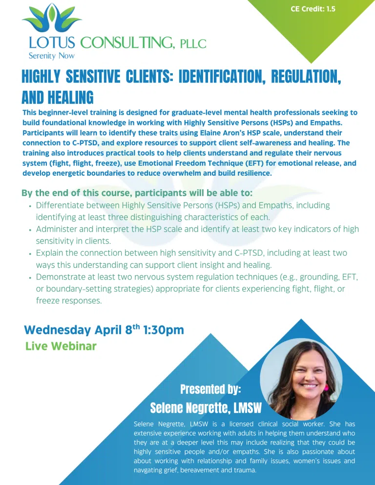 Highly Sensitive Clients: Identification, Regulation, and Healing